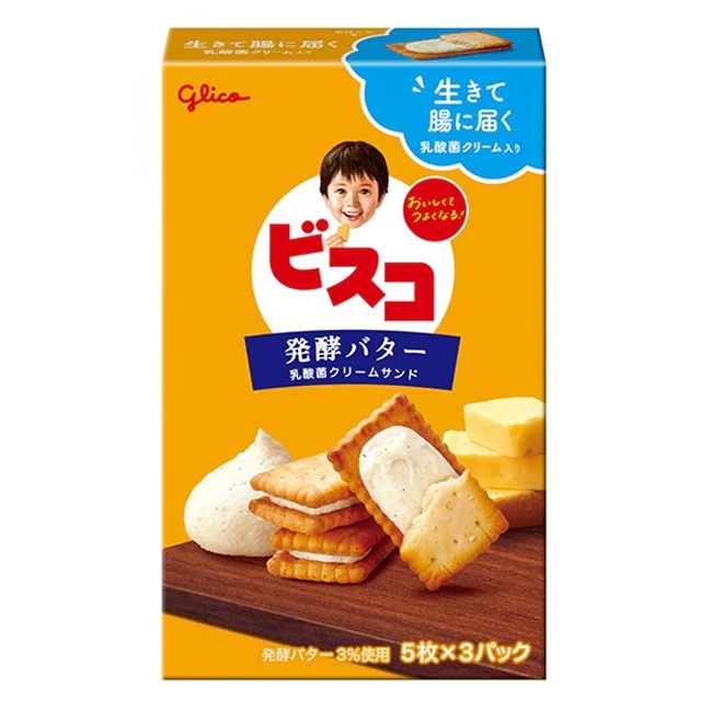 

Biskuit GLICO Bisco Fermented Butter Biscuit isi 15pcs asal Jepang