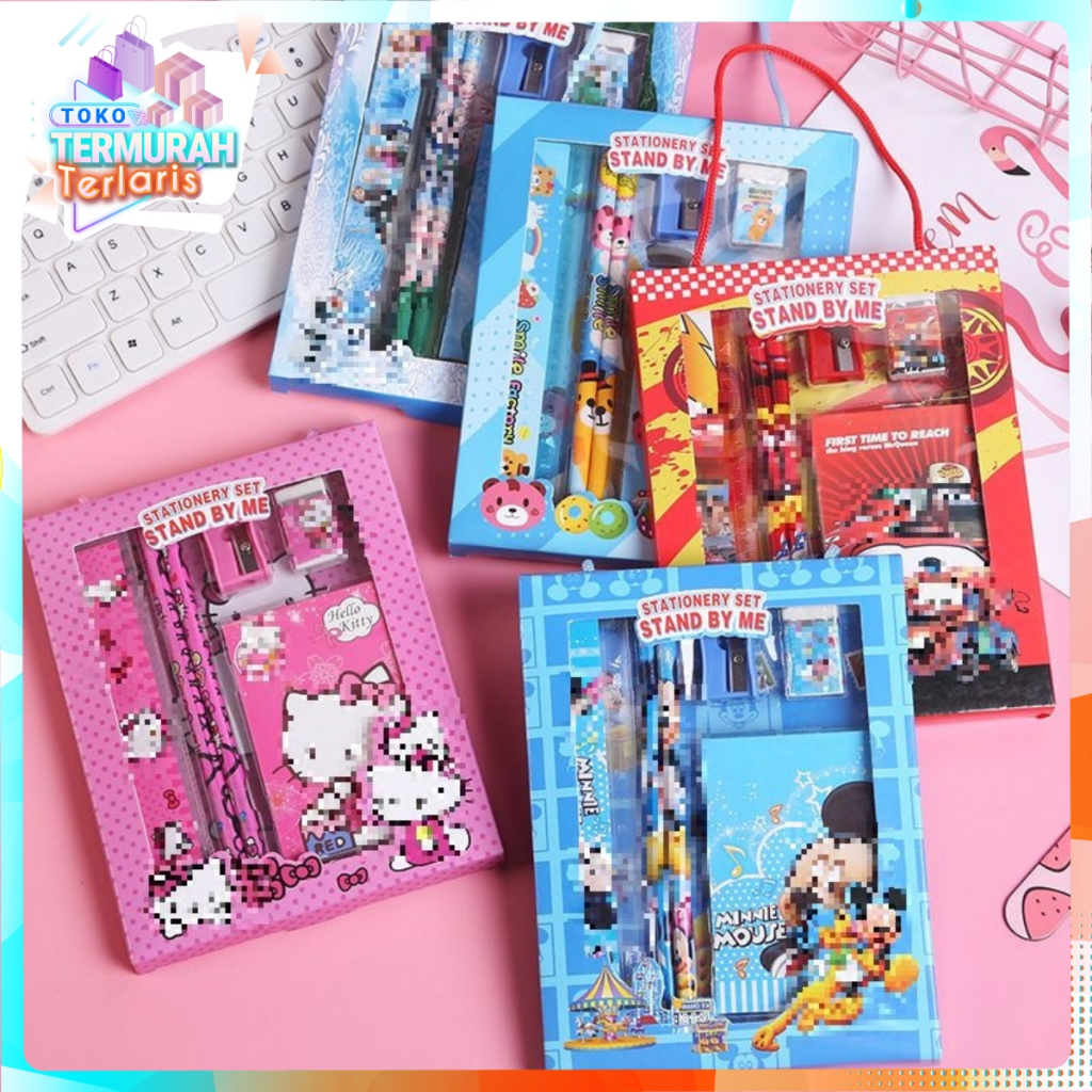 

TTT Alat Tulis Set 6IN1 Stationery Set Lucu Karakter Set Perlengkapan Alat Tulis Sekolah Anak-Anak TK Murah