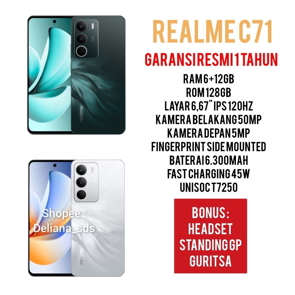 Realme C71 6/128 6+12/128 18/128 Garansi Resmi 1 Tahun Realme C71 6+12/128 Realme C71 18/128
