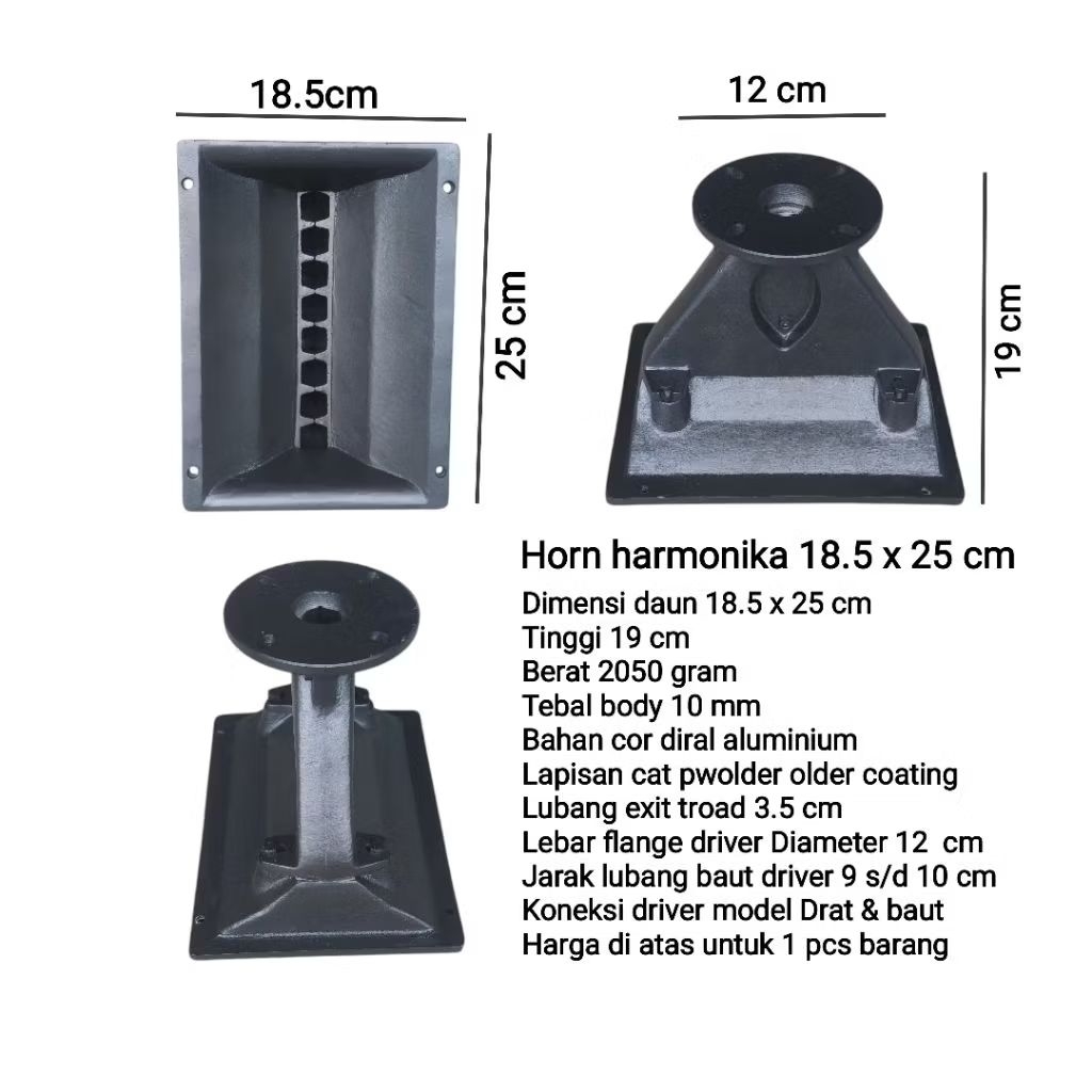 Horn harmonika 18.5 x 25 cm diral aluminium