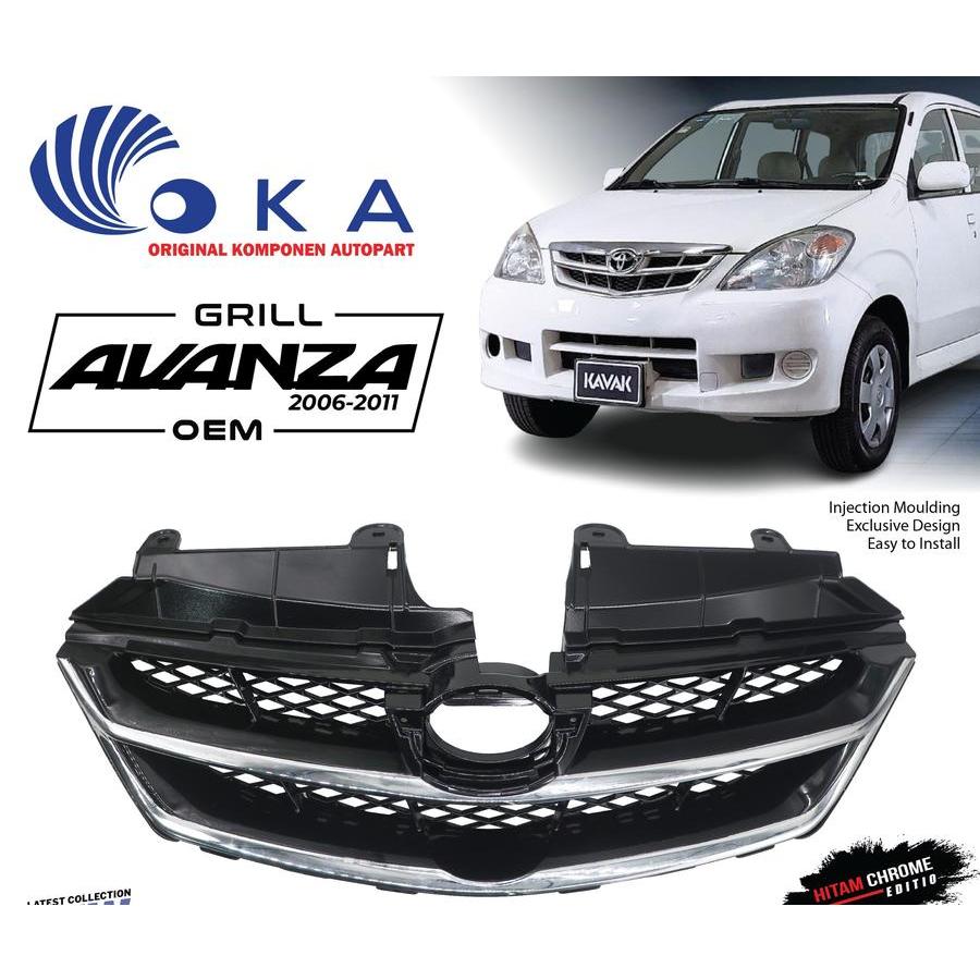 Grill Depan Mobil Avanza 2006 - 2011 Vvti OEM Hitam Lis Chrome