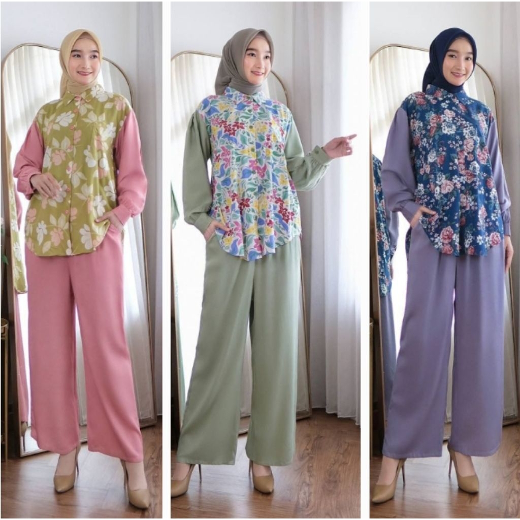 Tunik dewasa anna harga sudah 1 set dengan celana kulot