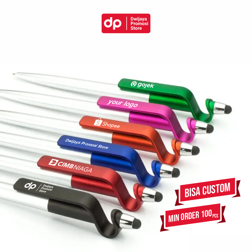 

Pulpen Plastik Stylus Standing HP / Pen Promosi Souvenir Custom Printing UV minimum order 100 pcs