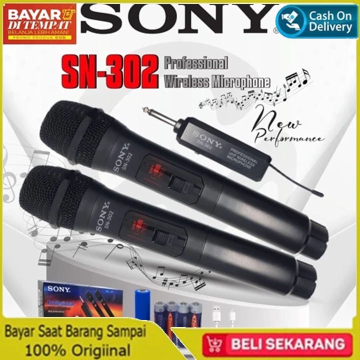 MIC WIRELESS 2 MIC GAGANG DISPLAY DIGITAL SONY SN-302 PROMO NEW