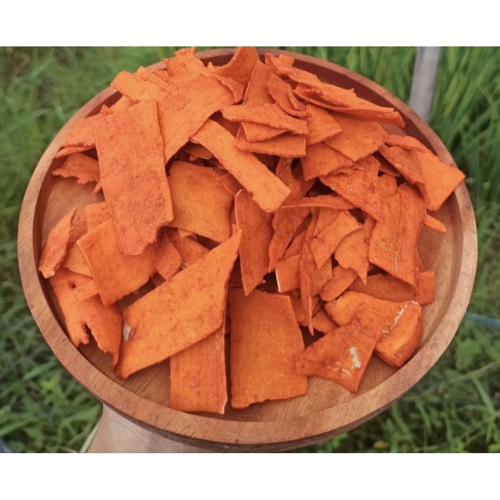 

Patahan Remukan Kerupuk Slondok Pedas Manis Mentah Kemasan 1 Kg