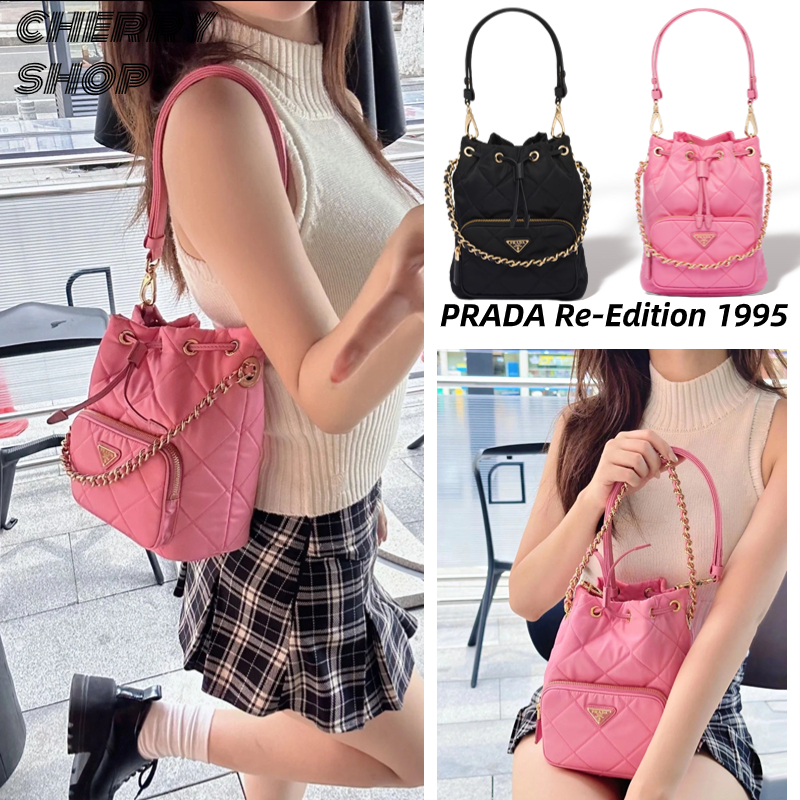 Tas selempang nilon daur ulang Prada Prada Re-Edition 1995 / Tas selempang wanita/tas bucket