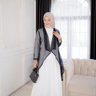 Delova Wardrobe - KIYARA OUTER Brukat Premium Modern Lace Embroidery Brocade Brukat Garden Lebaran Idul Fitri Gamis Muslim Wanita Tulle