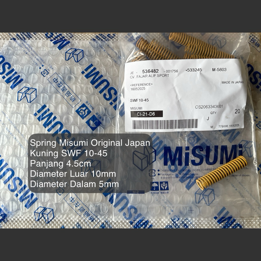 Per valve pcp Spring Misumi Original Japan Kuning SWF 10-45 Diameter Luar 10mm - Panjang 4.5cm Per S