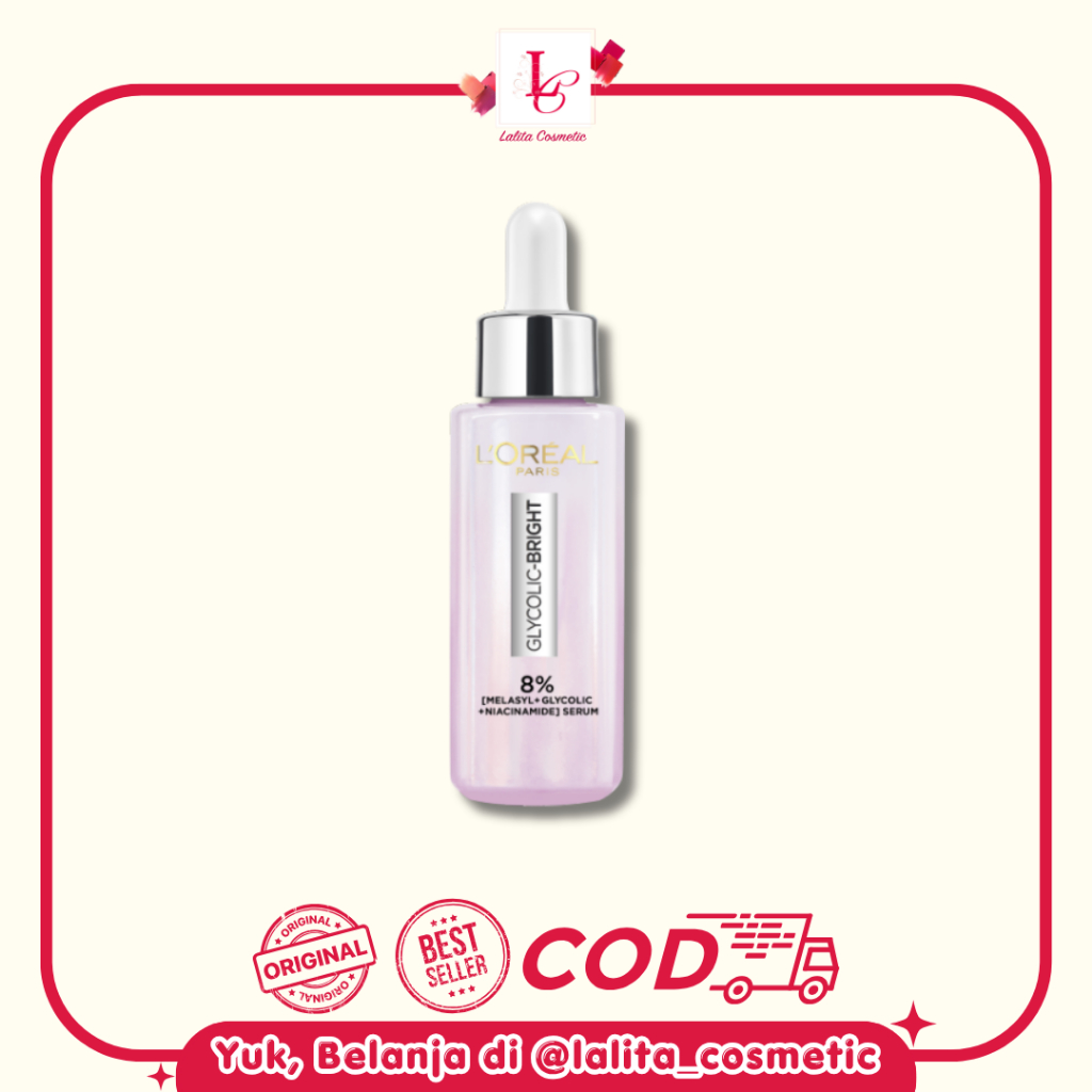 [15 & 30ml] LOREAL Glycolic Bright Anti-Dark Spot Brightening 8% [Melasyl + Glycolic + Niacinamide] 