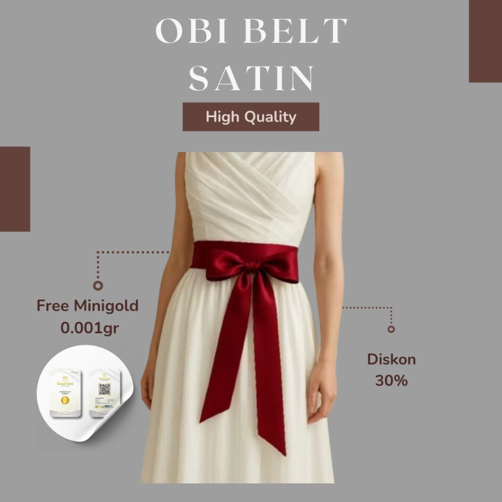 Obi Belt Tali Ikat Pinggang Sabuk Pita Satin Aksesoris Kebaya Dress Gamis Wanita