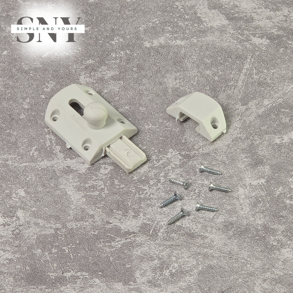 Grendel Slot Pintu 2" Inch Putih Selot Grendel Kamar Mandi Toilet WC PVC Plastik