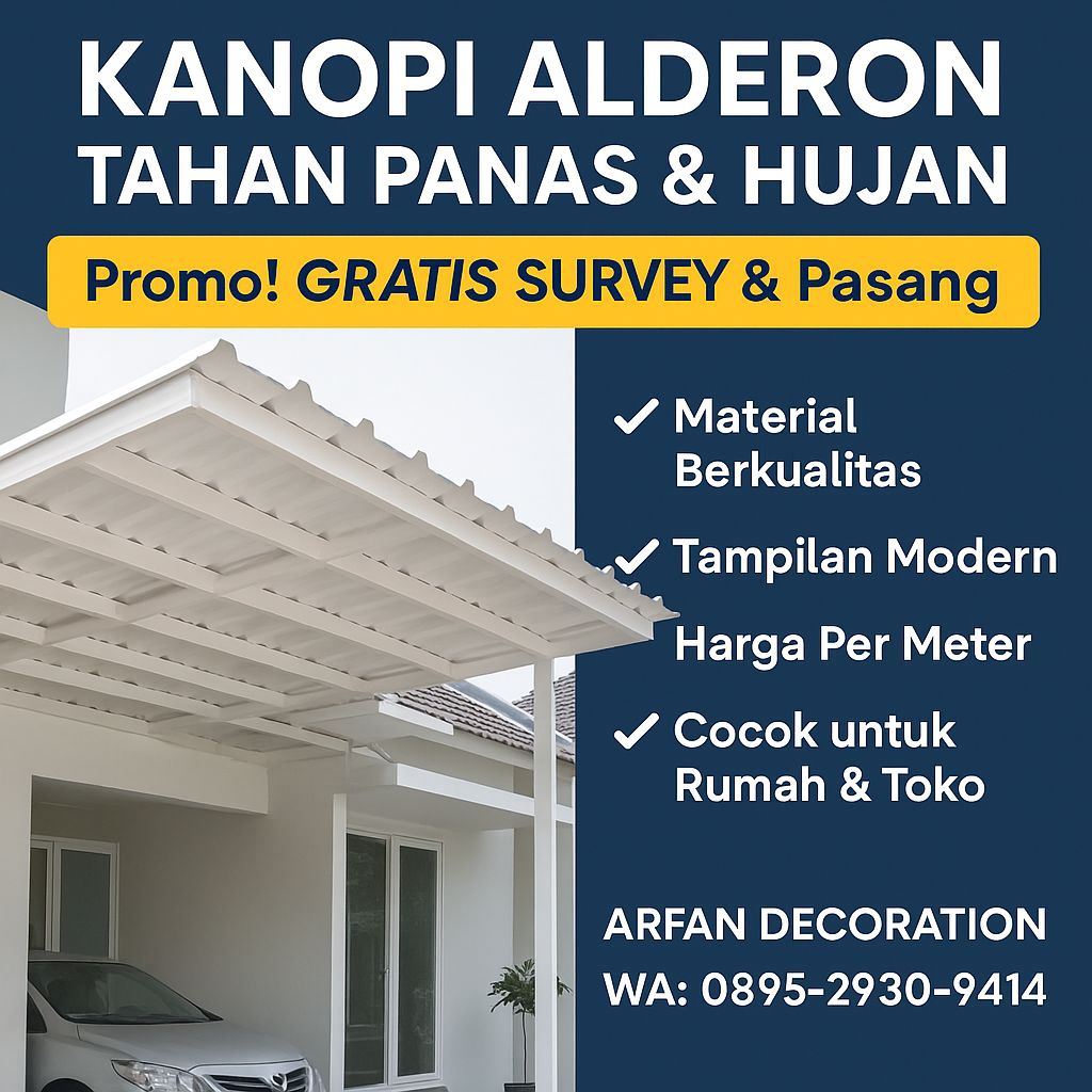 Kanopi Alderon Premium – Anti Panas & Anti Bocor | Harga Per Meter