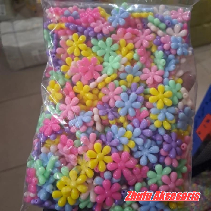 1 Pon Manik Manik Bunga Besar Pastel