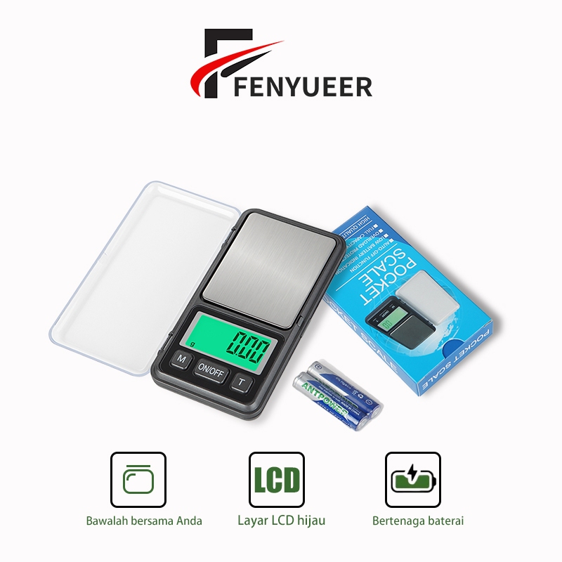 Fenyueer Timbangan Emas Mini Digital/Timbangan Saku Pocket /Perhiasan Emas Berlian Permata500g/0.01g