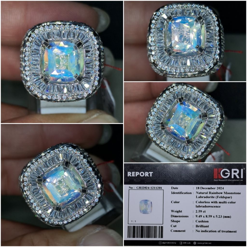 Natural Rainbow Moonstone Labradorite Feldspar 2.59cts memo GRI