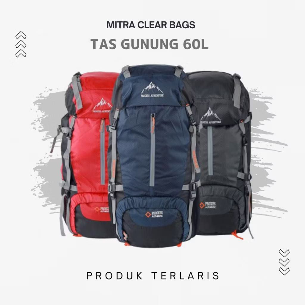 Tas Gunung 60L Pria - Caril bag Proses free Raincover