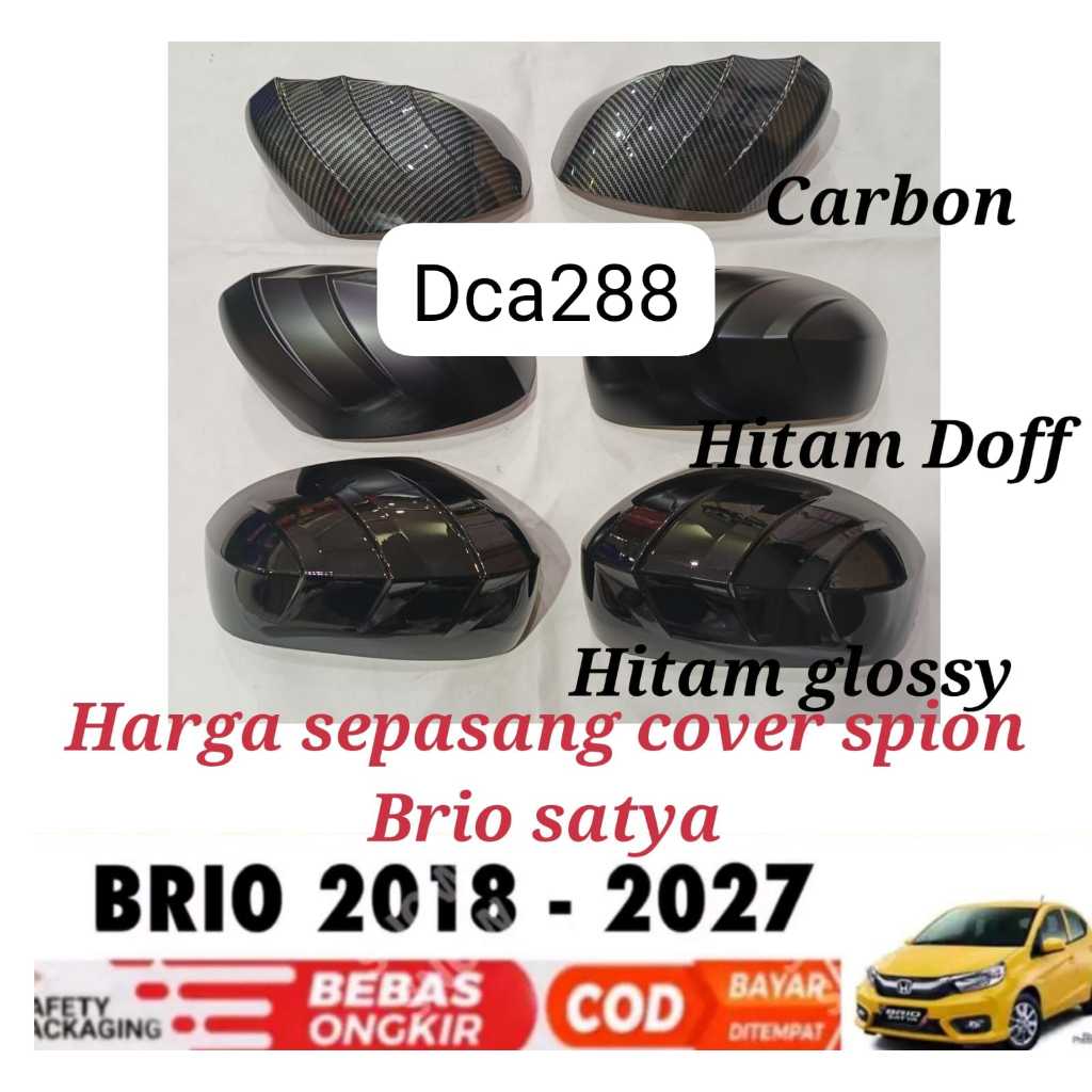 Cover Spion Mirror Cover Tutup Spion Honda Brio Satya & E 2018-2025 Up Carbon Hitam