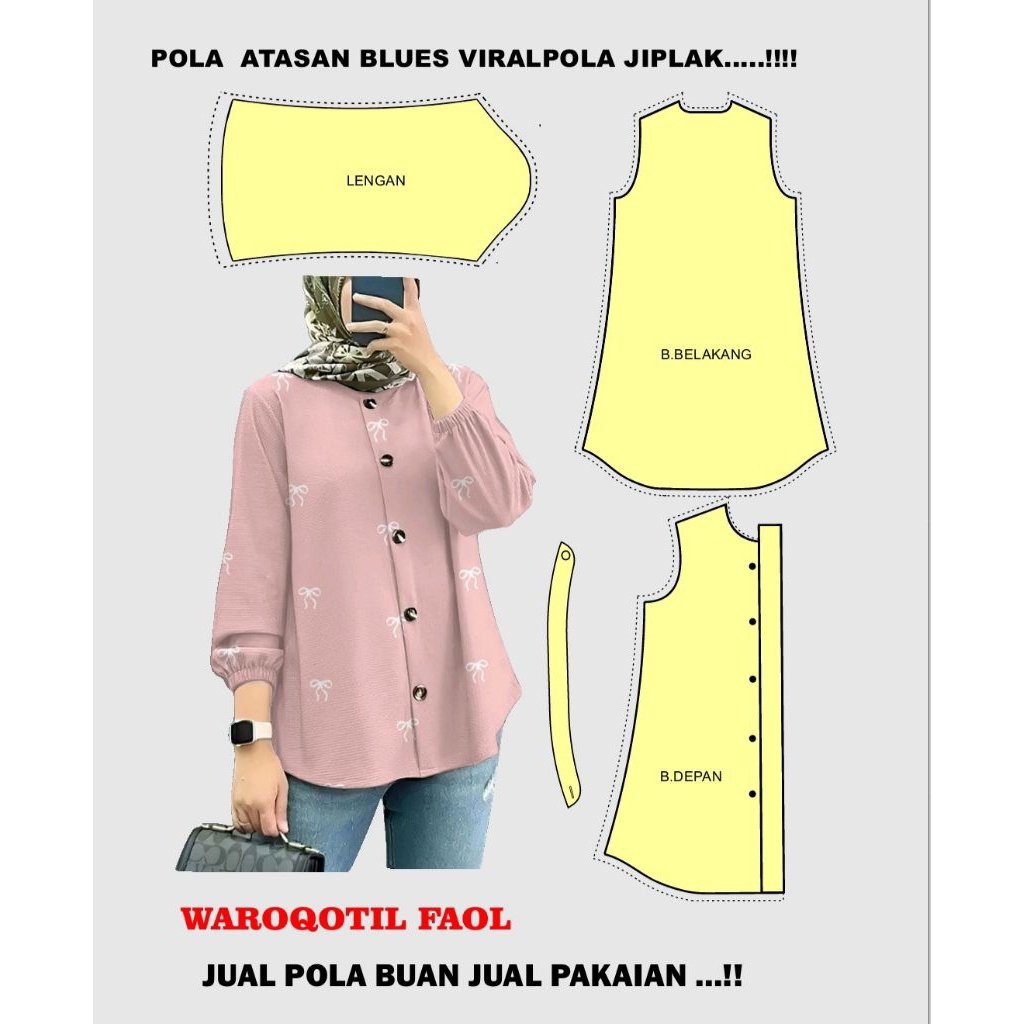 pola blus atasan wanita viral kekinian