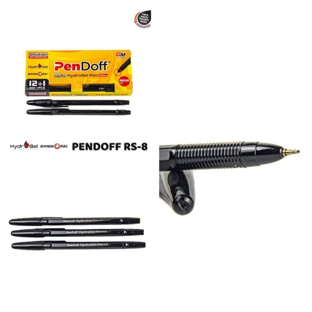 

Pena Semigel Pendoff RS-8 Hitam 0.5mm 12+1pc [ 12ls ]
