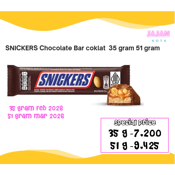 

SNICKERS CHOCOLATE 35 gram 51 gram