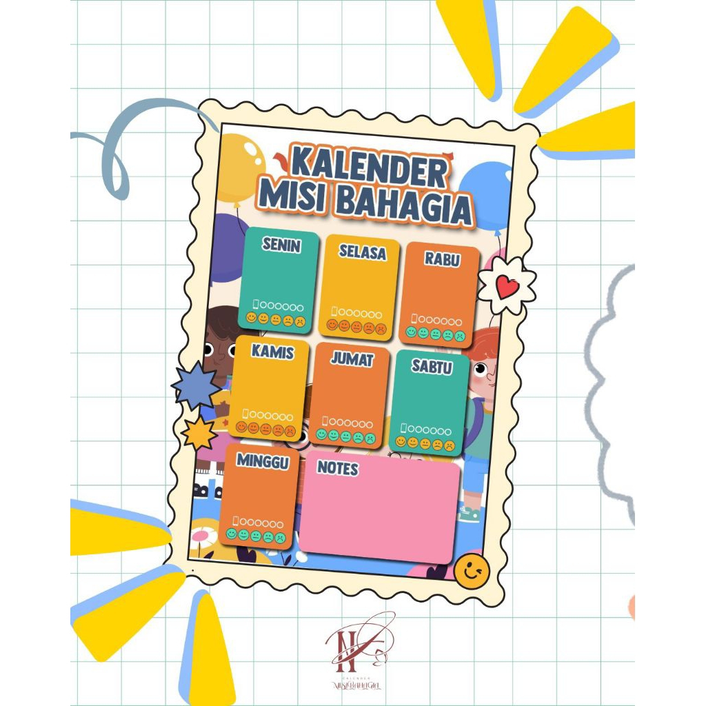 

Kalender Misi Bahagia Magnetic untuk anak-anak TK/Paud (solusi penggunaan gawai berlebihan)