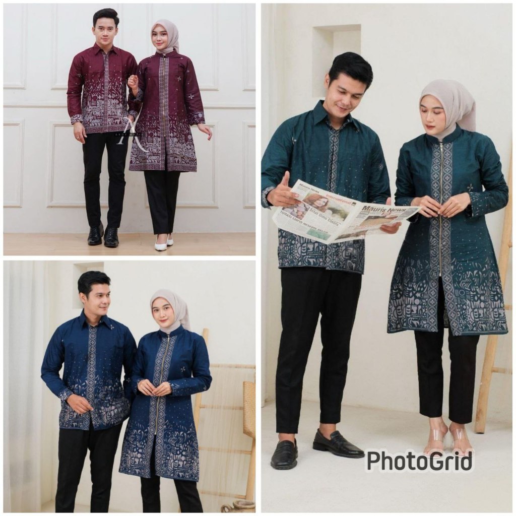 DelaMina Batik couple batik motif Sutena bahan katun warna burgundi, hijau emerald, navy size jumbo