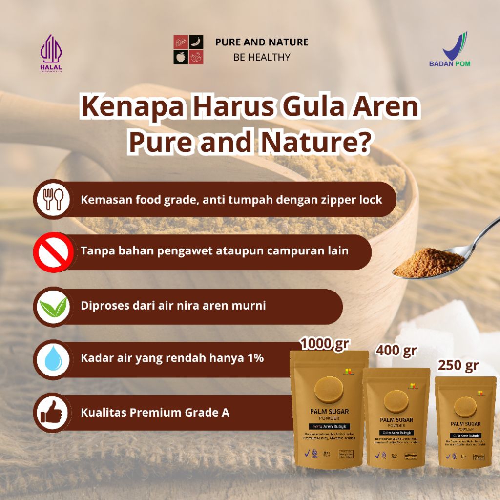 

Forcysn Pure And Nature Gula Aren Bubuk Premium- Premium Palm Sugar Powder 400 Gr