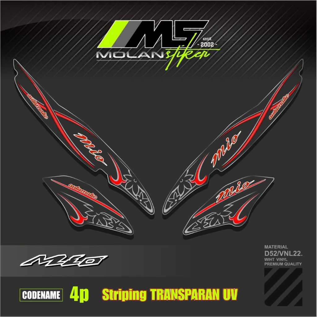 Decal Sticker Striping Variasi Transparan Uv Mio Bunga Mio Kembang Mio Sporty 2005/2006 Mio Lama/Old