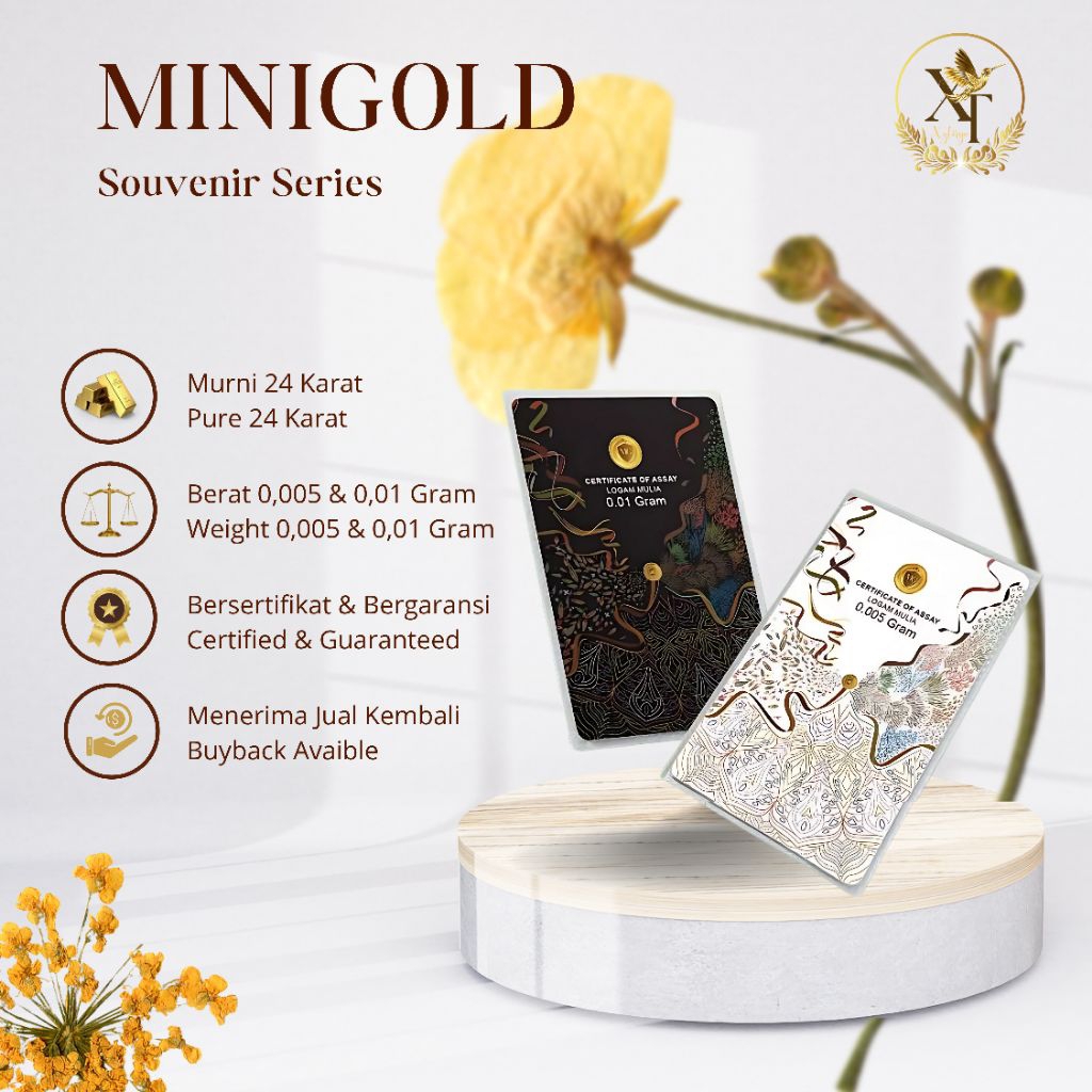 Emas MiniGold Souvenir Series 0,005 & 0,01 Gram Asli Sertifikat Bergaransi Logam Mulia Investasi Ama