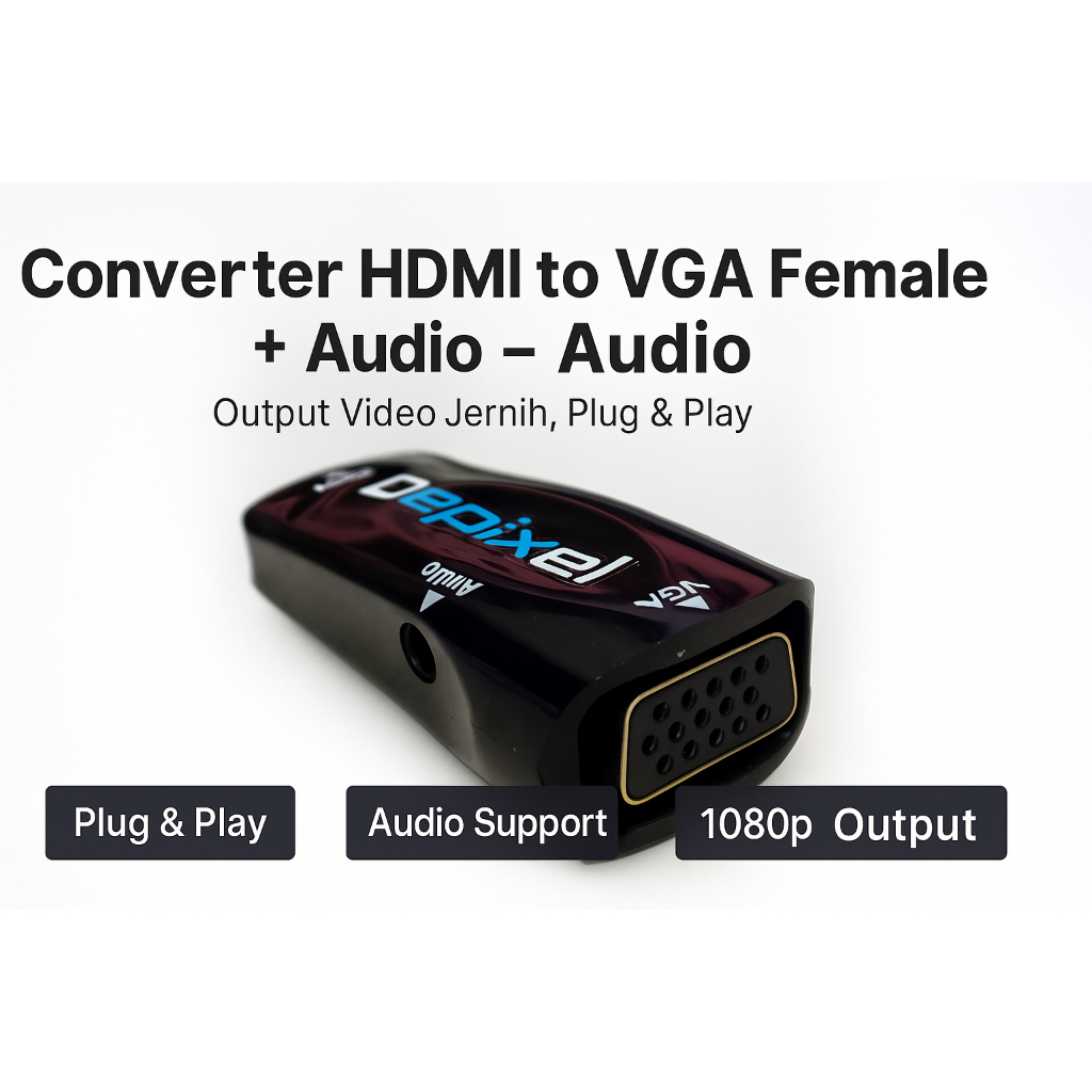 Converter HDMI Female to VGA Female + Au