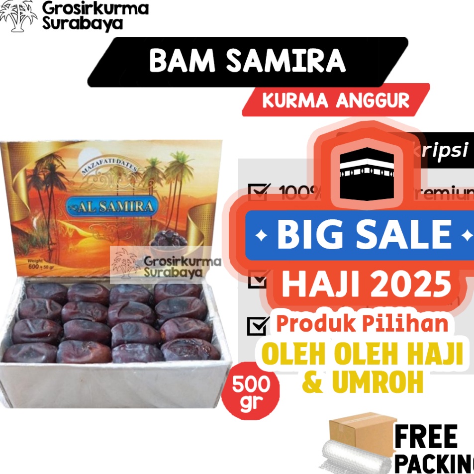 

KURMA BAM SAMIRA 5gr Kurma Manis Legit Berisi Mazafati Kualitas Premium Untuk Oleh Haji