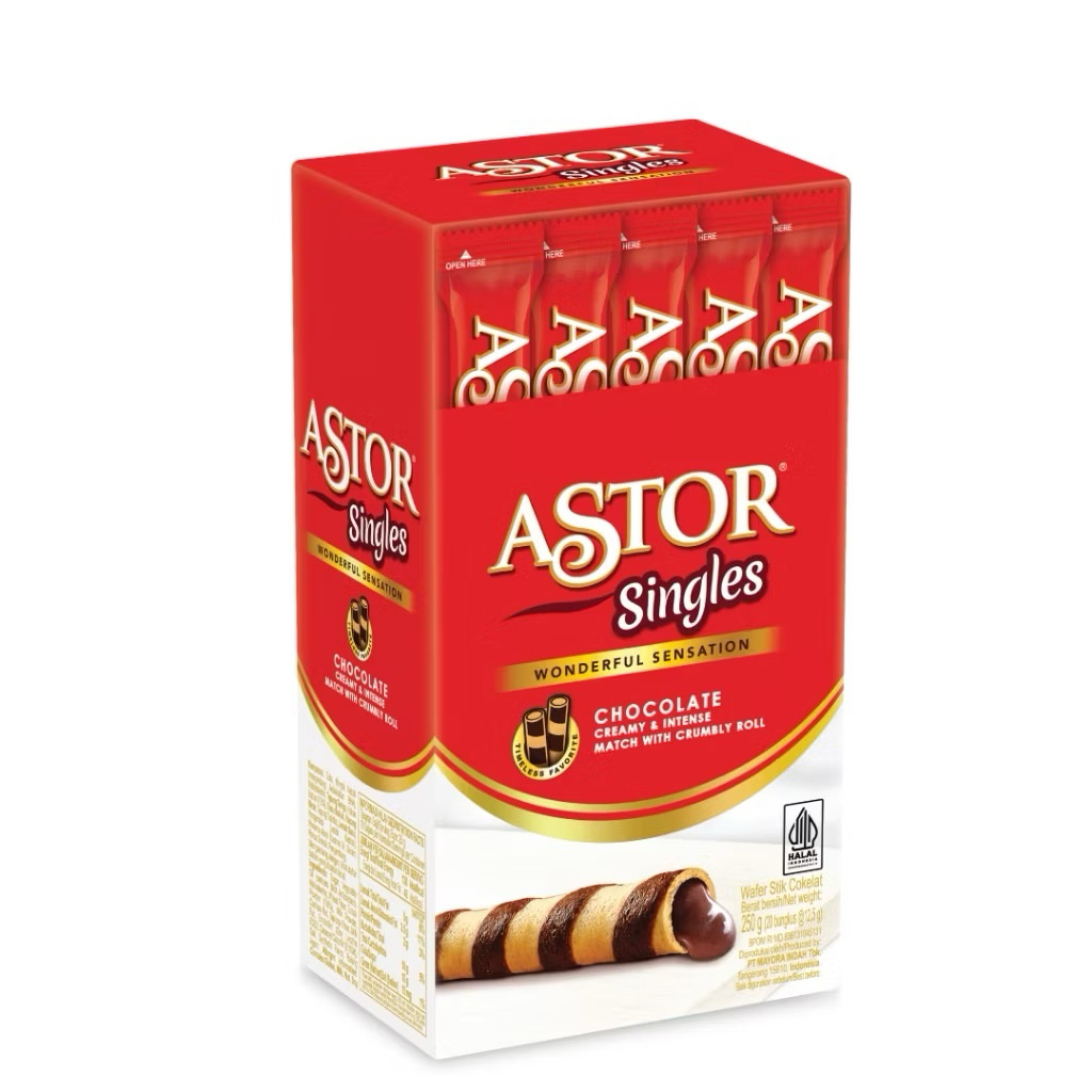 

Wafer Astor Singles Box isi 20pcs Snack Wafer Roll
