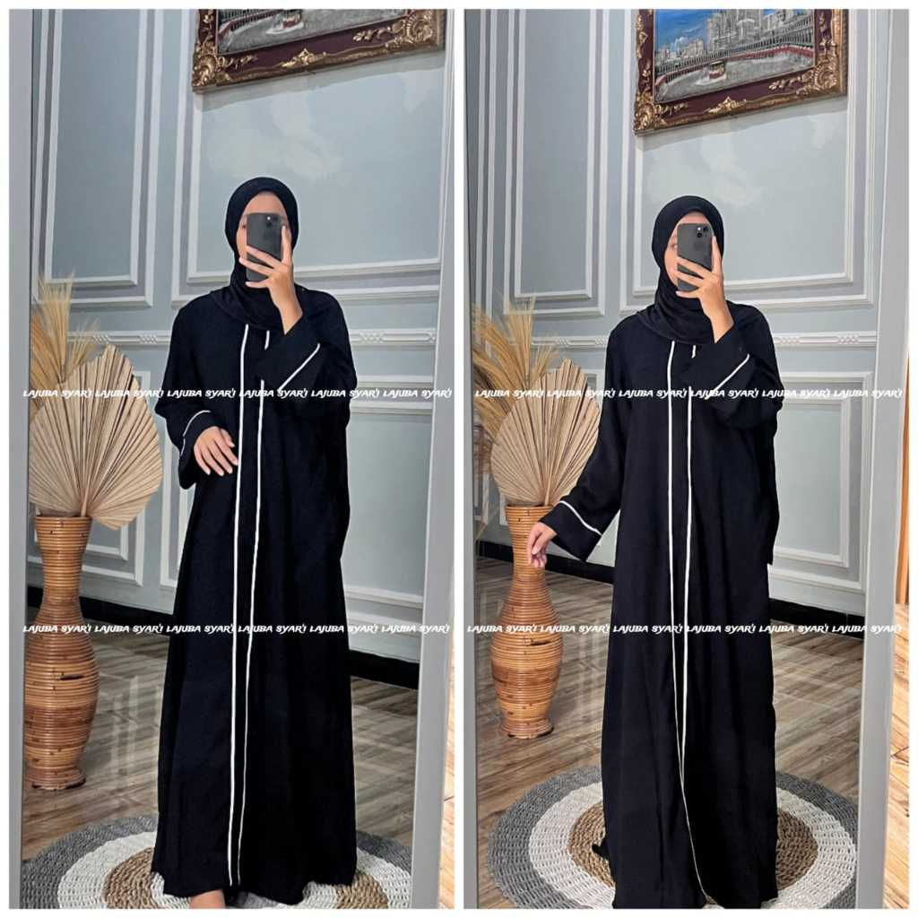 Abaya pita badan - abaya hitam - abaya arab - gamis hitam - gamis turkey