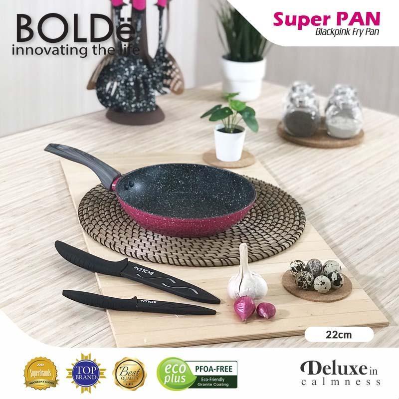 BOLDe Super Fry Pan Granite Anti-Lengket 22 cm Black Pink Series Panci Teflon