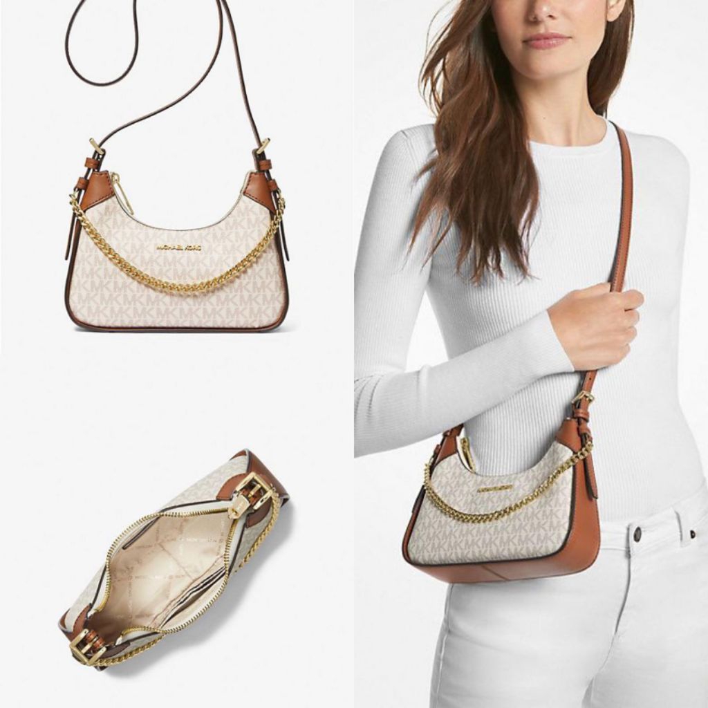 mk Wilma Small Signature Logo Crossbody Bag Vanilla