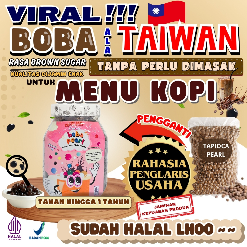 

BobaTapiocaPearlSiapSajiPelengkap MOIAA Bubuk Agar Jelly Powder - Boba Pearl Brown Sugar 500 Gram | Cocok Untuk Semua Jenis Minuman