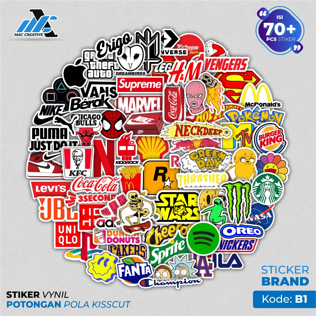 

Stiker Pack Hypebeast Aesthetic Waterproof untuk Helm Laptop Tumbler Case Hp Isi 70+ pcs - B1