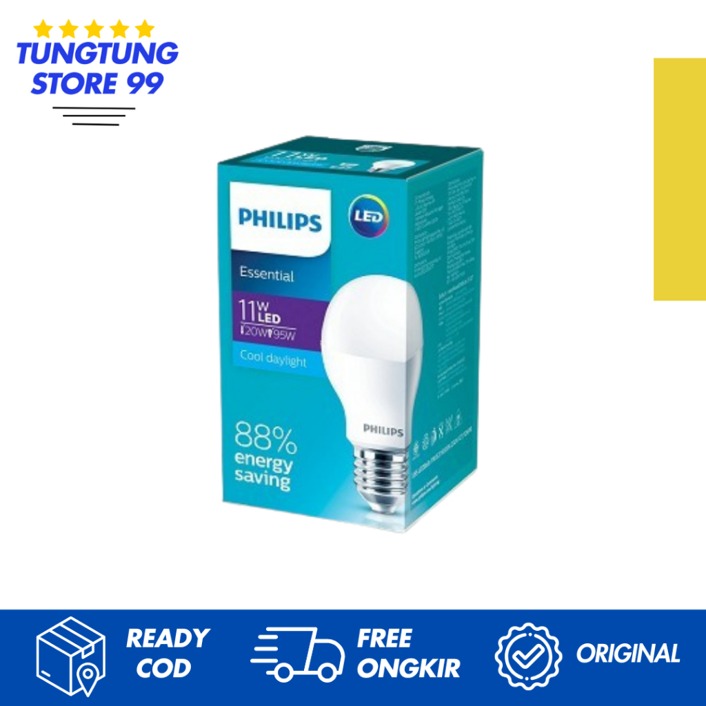 Philips Essential Lampu LED 11 Watt/Bohlam Lampu LED Philips Essential 11 Watt Cahaya Putih