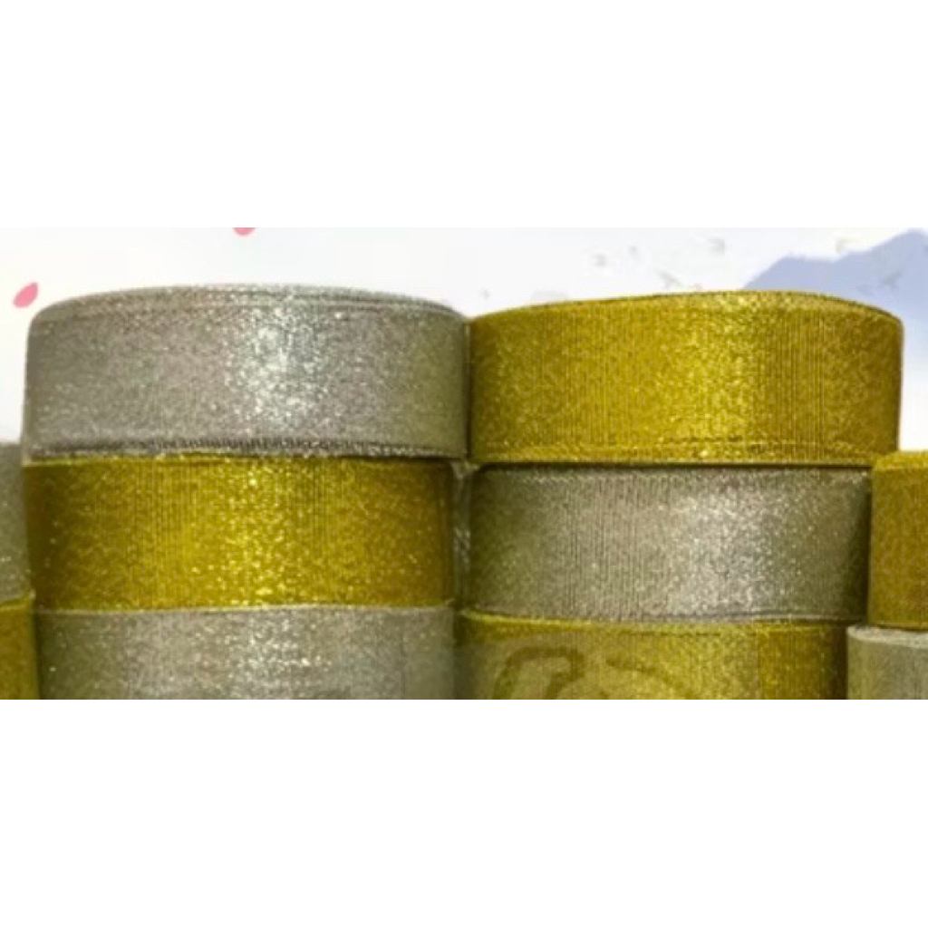 

pita satin perak dan emas 2,5cm per 1m
