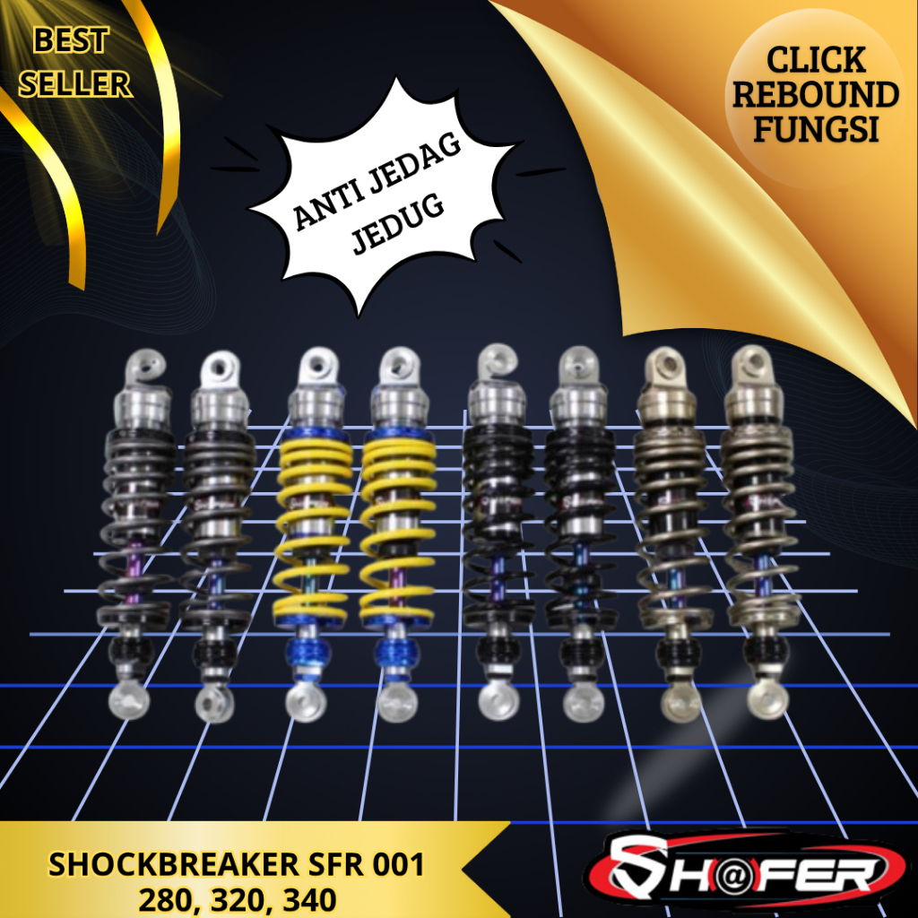 Shockbreaker Shafer Matic Bebek Universal 280 320 340mm - Non Tabung Shafer Empuk Cocok Honda Yamaha
