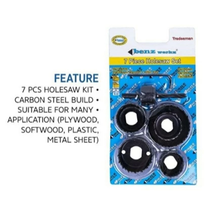HOLE SAW SET 7PCS BENZ / MATA BOR HOLE SAW SET 7PCS / HOLE SAW KAYU 7PCS BENZ