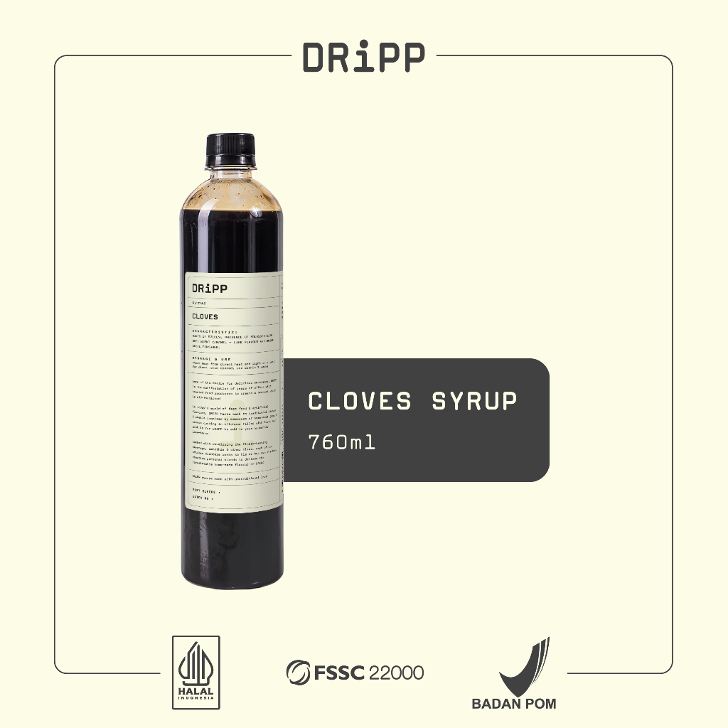 

DRiPP Clove Syrup - Perasa Minuman Berbentuk Sirup Pisang Untuk HORECA