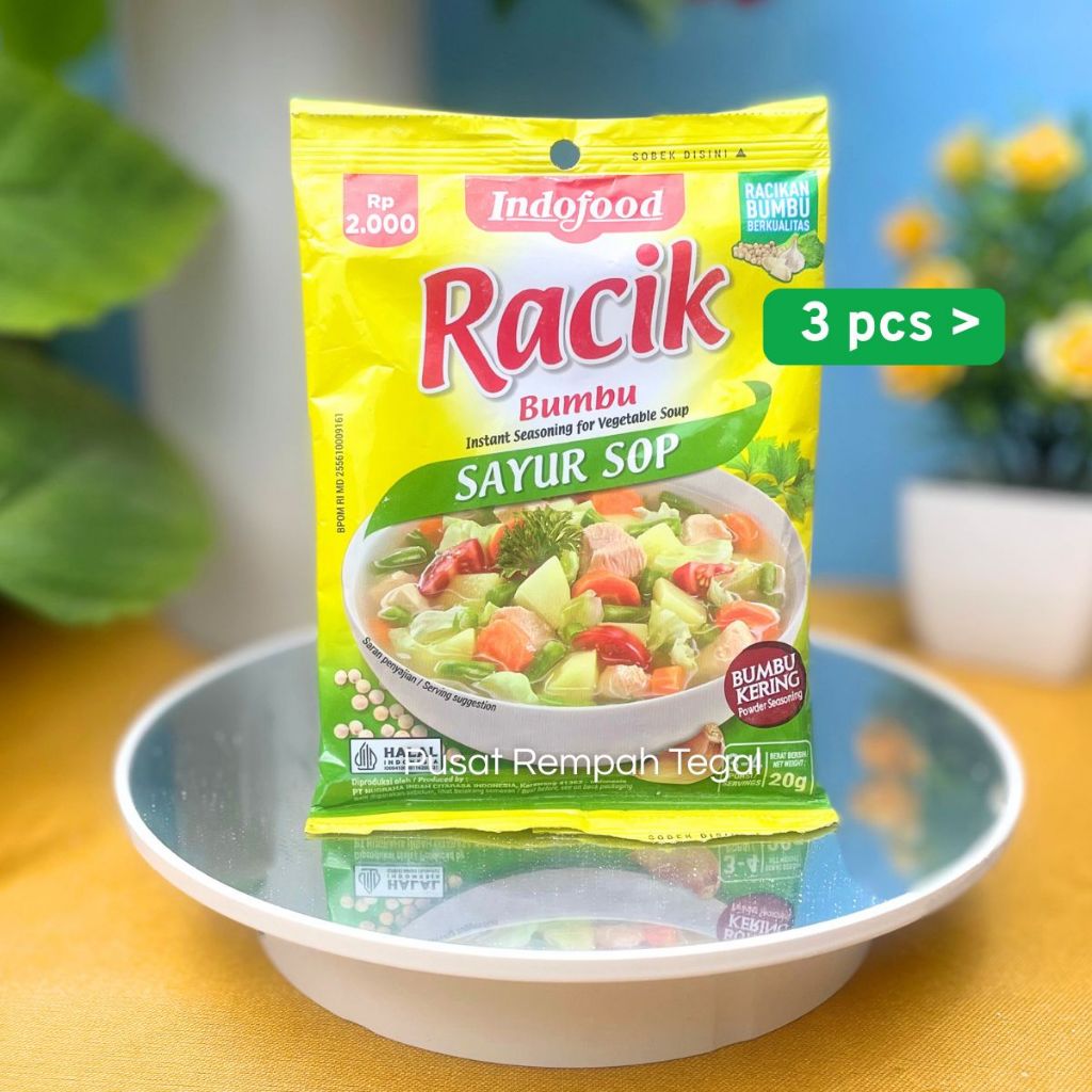 

Paket Isi 3 Bumbu Racik Sayur Sop Indofood Isi 20gr Untuk 3-4 Porsi Instant Seasoning for Vegetable Soup Racikan Bumbu Berkualitas