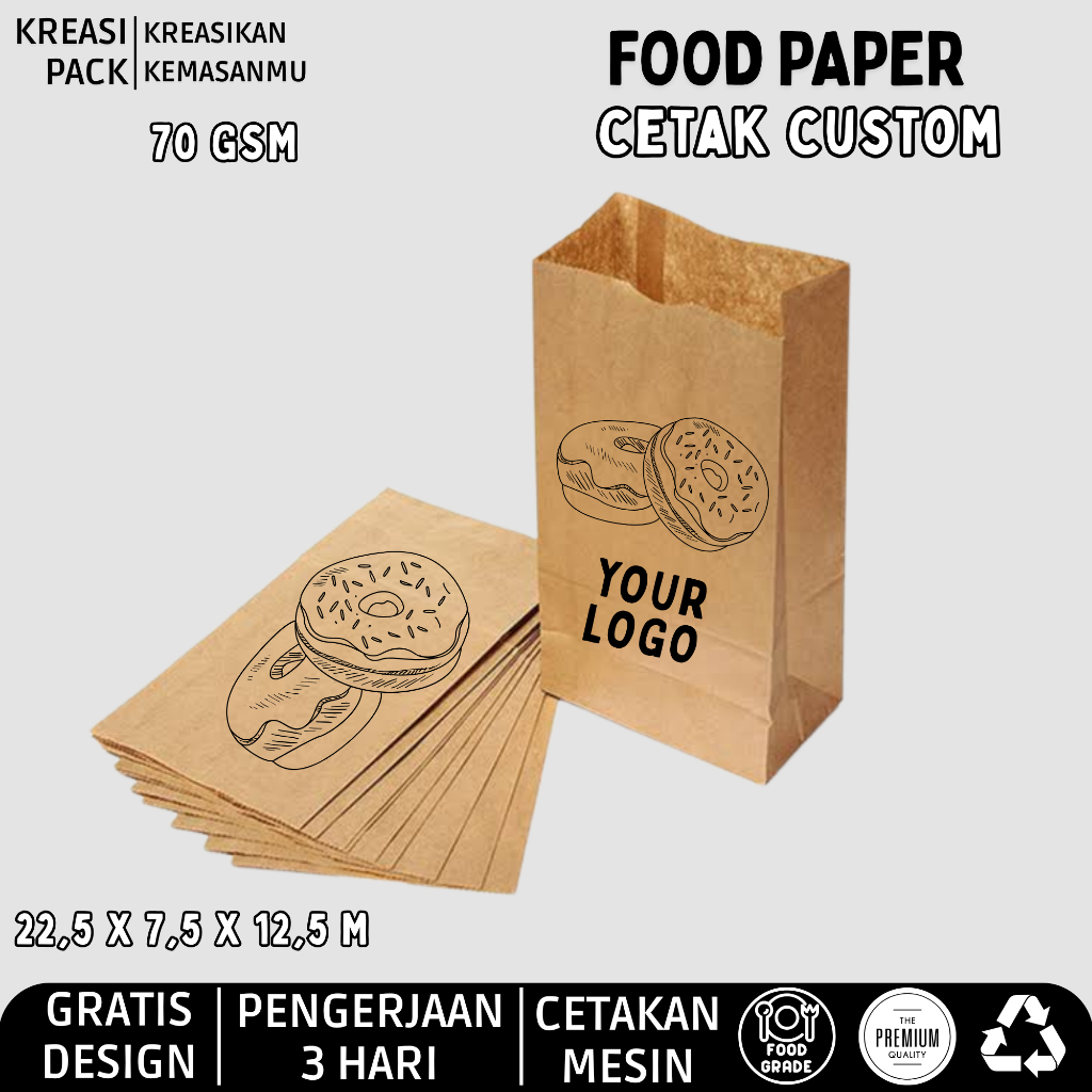 Sablon cetak food paper custom 1000 pcs