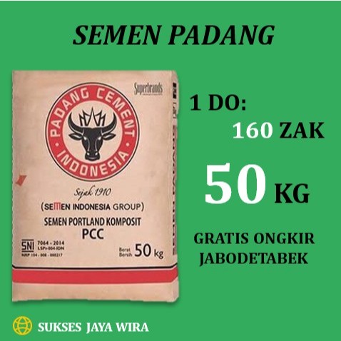 Semen Padang 50kg (160 zak) Free Ongkir Jabodetabek