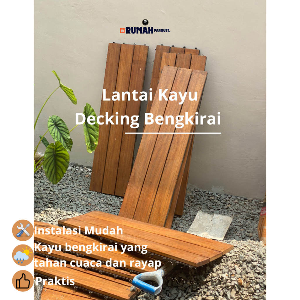 Decking Tile Bengkirai Base - Rangka PVC-Praktis