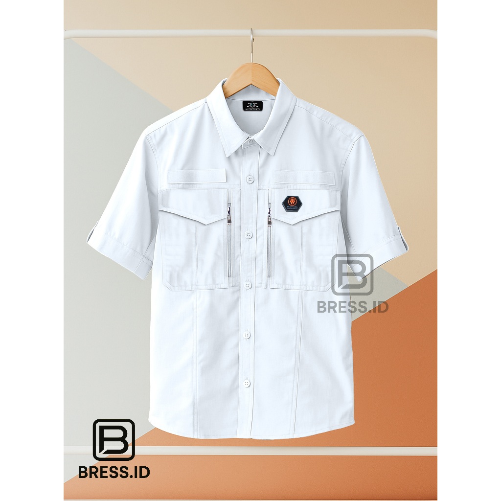 [PROMO]  Kemeja Polos Pria - Wanita Lengan Pendek  Baju PDL/PDH Tactical W-TAC PUTIH PREMIUM