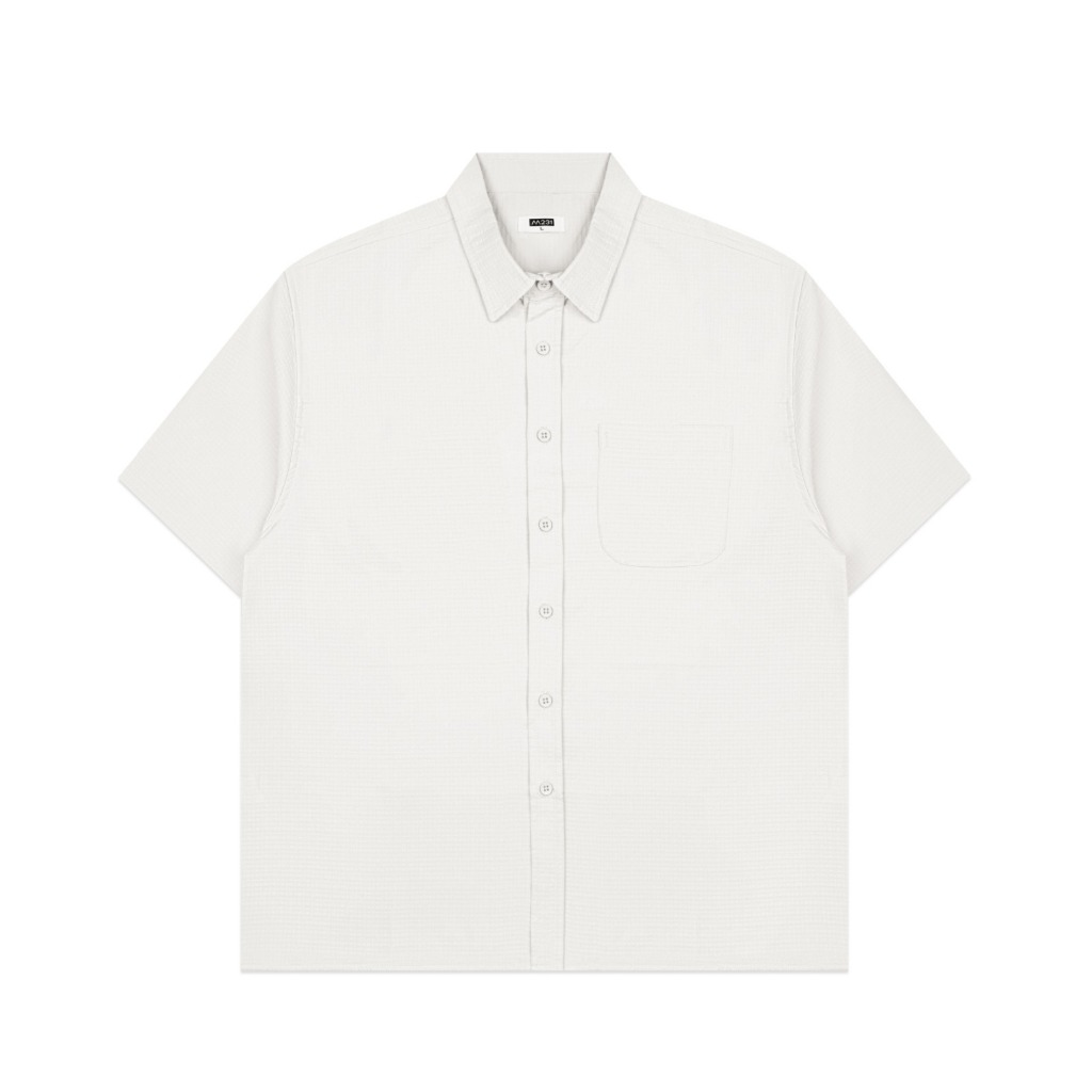 M231 Kemeja Pria Boxy Tekstur Putih 1170A