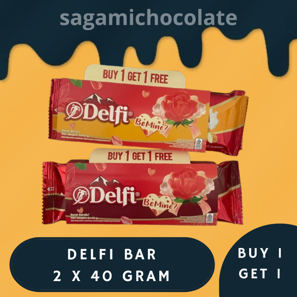 

DELFI COKLAT BAR 40 GRAM BUY 1 GET 1 FREE / DELFI BAR DAIRY MILK / DELFI BAR ALMOND 1 BUNDLE 2PC