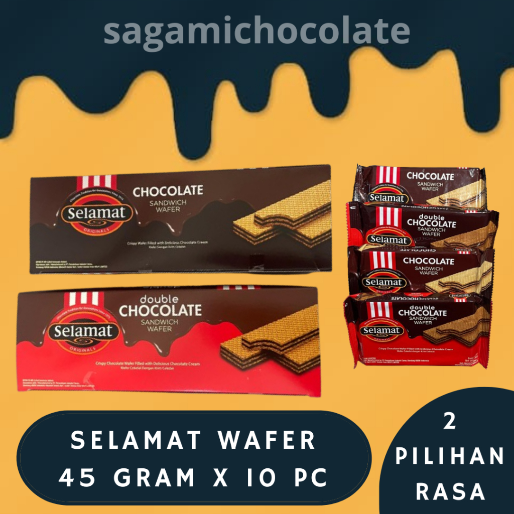 

SELAMAT WAFER CHOCOLATE SANDWICH 45GR 1 BOX ISI 10 | WAFER COKLAT